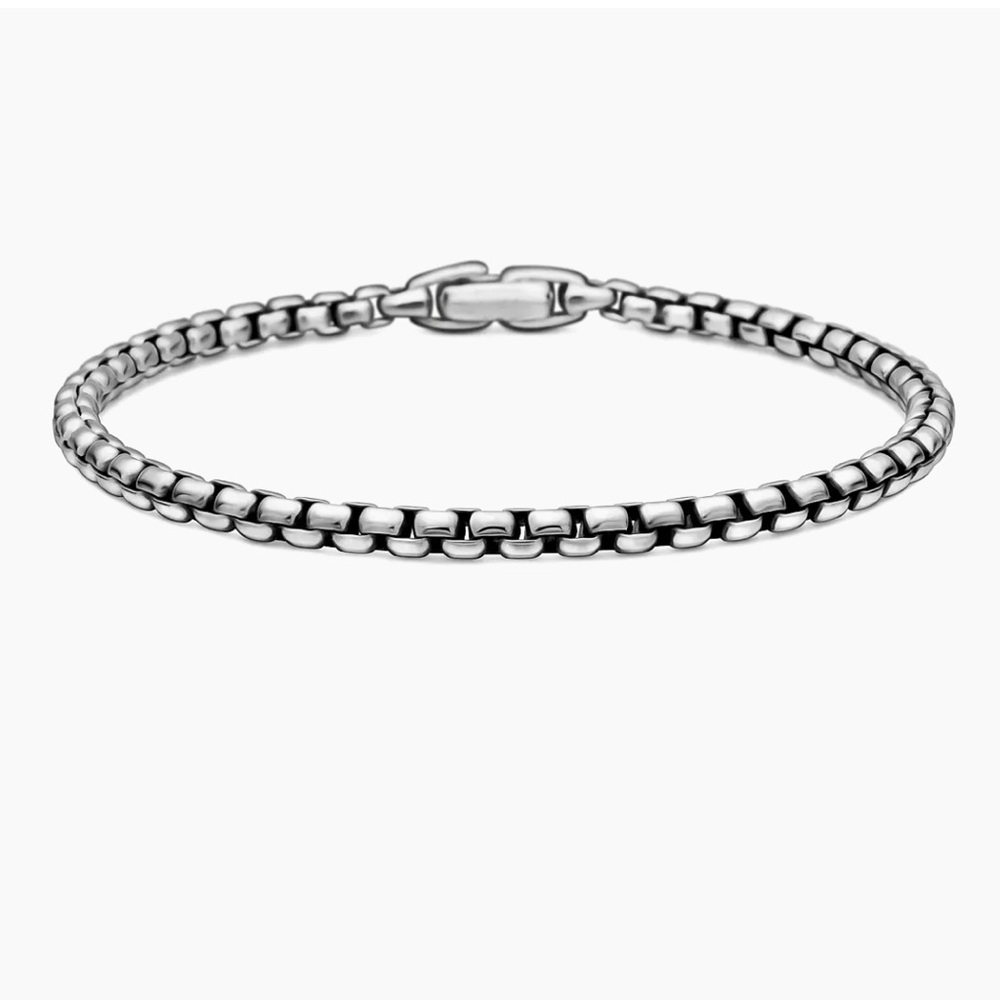 David Yurman Sterling Silver Box Chain Bracelet - Medium